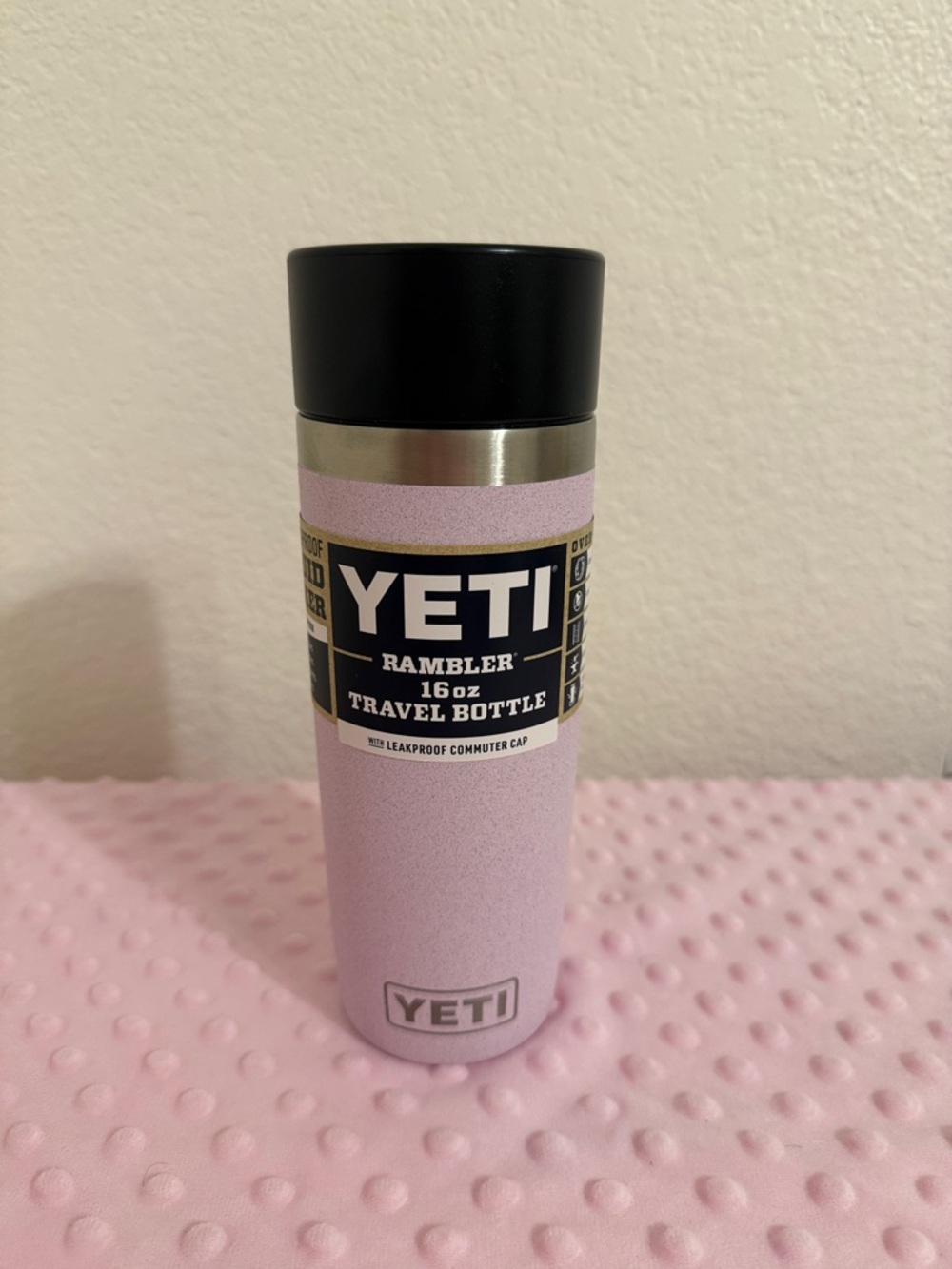 Yeti Rambler 16oz Travel Bottle in Cherry Blossom with Black Cap